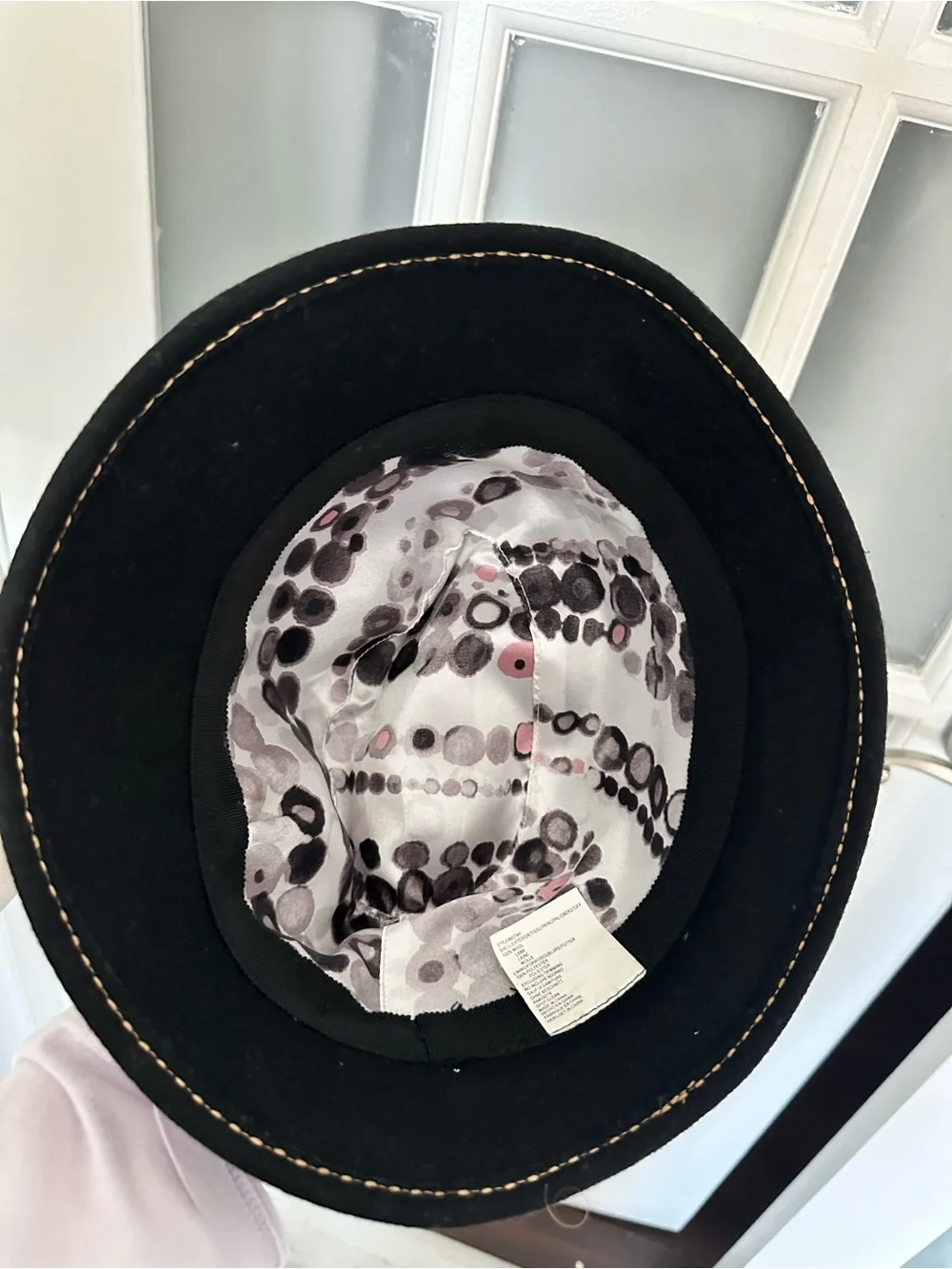 betmar Black Wool Cloche with Contrast Stitching